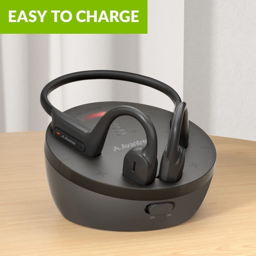 Avantree Medley Air - Open-Ear Wireless Earbuds for TV Listening & Watching with Bluetooth Transmitter & Headphones Charging Dock, Soundbar