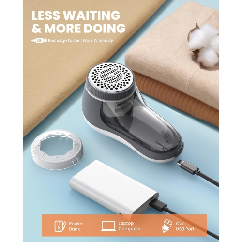Rasoir à tissu, enlève-charpie pour vêtements, rasoir à charpie électrique avec lames à 6 lames, rasoirs pour retirer le boulochage, rechargeable