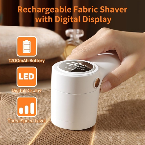 Rechargeable Fabric Shaver, Electric Lint Shaver with 6-Leaf Blades,Lint Remover for Clothes with Digital Display,3-Speeds Defuzzer for Removing