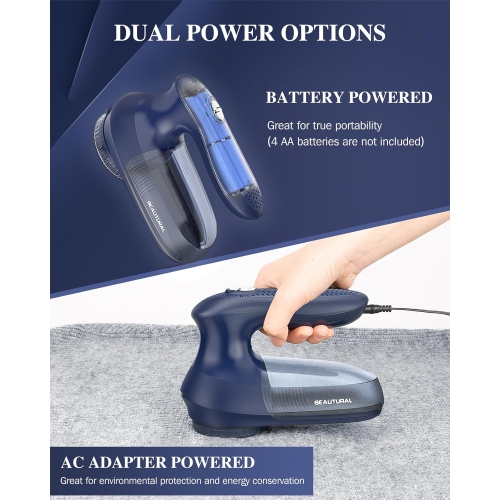 Lint Remover Fabric Shaver and Sweater Defuzzer with 2-Speeds,Battery Operated,2 Replaceable Stainless Steel Blades,Home-Edition