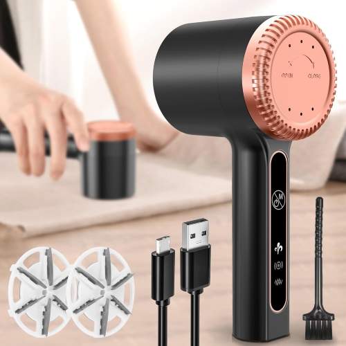 Image 1 de 5.. 1200&nbsp;mAh – rasoir électrique rechargeable pour tissu, démaquillant pour poils d’animaux, 6 lames, 3 vitesses, noir