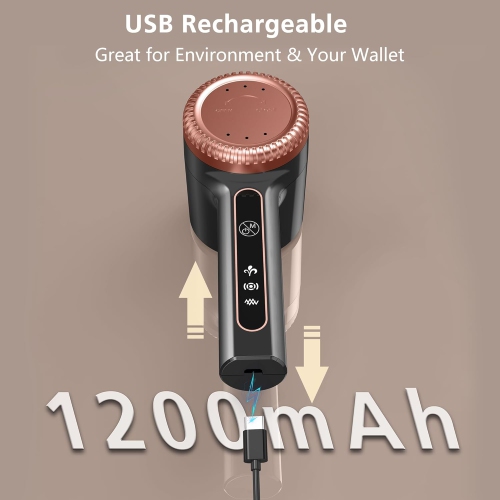 1200mAh Electric Lint Remover Portable Rechargeable Fabric Shaver for Clothes Furniture Sweater Defuzzer Pet Hair Remover,6-Leaf Blades,3-Speed,Black