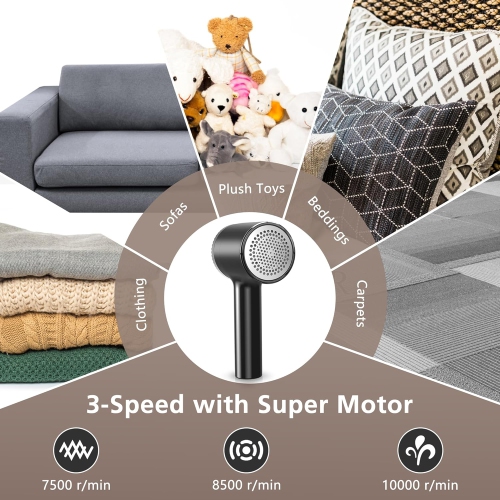 1200mAh Electric Lint Remover Portable Rechargeable Fabric Shaver for Clothes Furniture Sweater Defuzzer Pet Hair Remover,6-Leaf Blades,3-Speed,Black