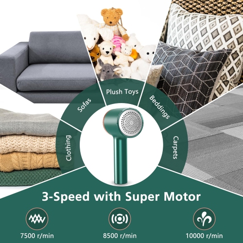 1200&nbsp;mAh – rasoir électrique rechargeable pour tissu, démaquillant pour poils d’animaux, 6 lames, 3 vitesses, vert