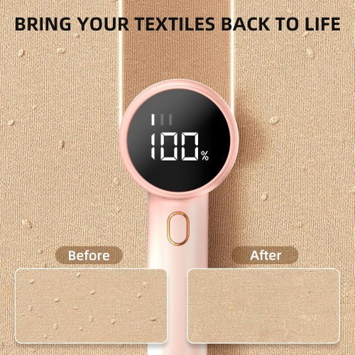 Fabric Shaver Lint Remover, Rechargeable Electric Lint Shaver USB, 6-Blade for Clothes Upholstery Furniture,Pink