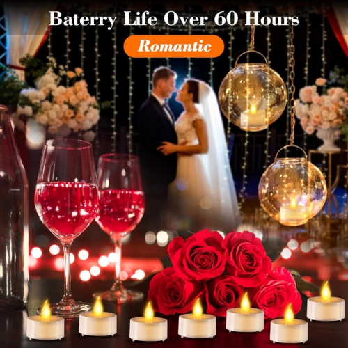 12PCs Led Tea Lights with Timer, Electric Flickering Flameless Candles Battery Operated Led Candle Tealights with Remote Control for Halloween Decor