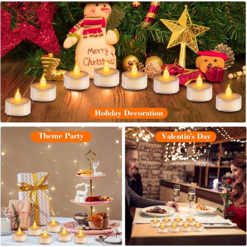 12PCs Led Tea Lights with Timer, Electric Flickering Flameless Candles Battery Operated Led Candle Tealights with Remote Control for Halloween Decor
