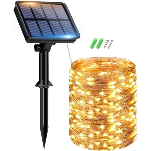 TARGET  49Ft/15M 150 Led Solar String Lights Outdoor, Solar Fairy Lights Outdoor Waterproof, 8 Modes Copper Wire Solar Rope Lights for Patio Garden