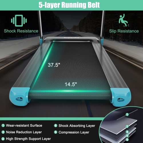 Tapis roulant pliable de Costway, appareil de course intelligent à commande par APPLICATION, moniteur DEL, support d'appareil réglable, tapis roulant