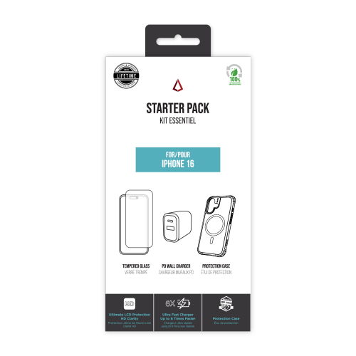 LBT Bundle: TUFF8 Clear Mag Case, Tempered Glass, 30W PD Charger for iPhone 16