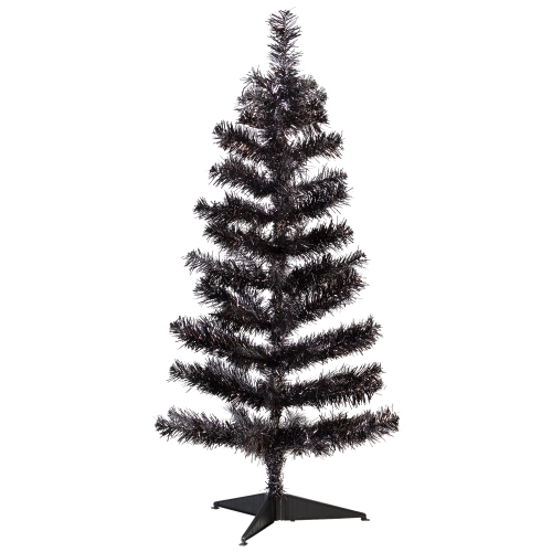 Artificial Tinsel Halloween Tree - 3' - Black - Unlit