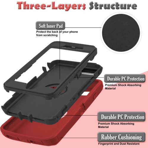 [CS] Triple 3 Layers Shockproof Heavy Duty Defender Hard Case for iPhone X / iPhone XS, Red