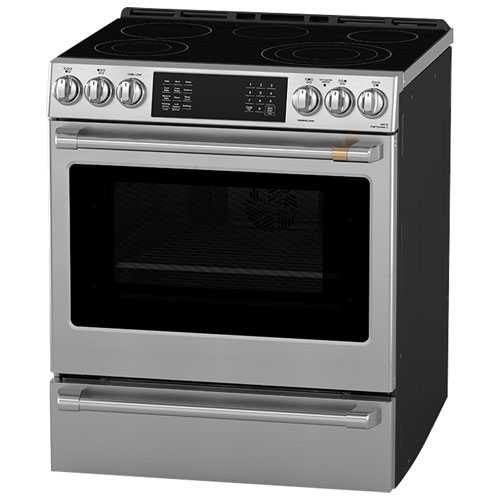 Café Express 30" 5.7 Cu. Ft. True Convection 5-Element Slide-In Electric Range - Stainless Steel