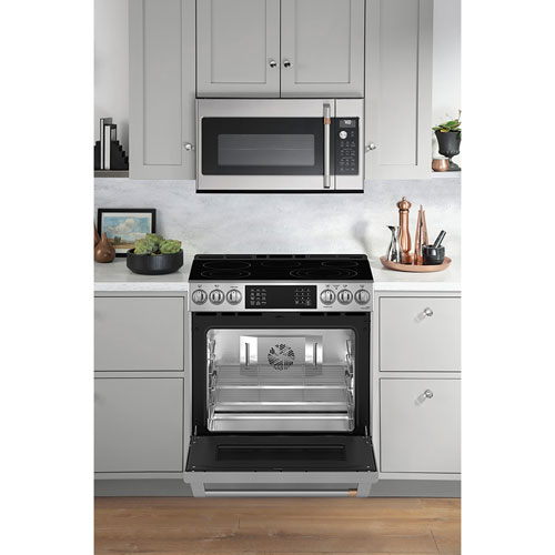 Café Express 30" 5.7 Cu. Ft. True Convection 5-Element Slide-In Electric Range - Stainless Steel