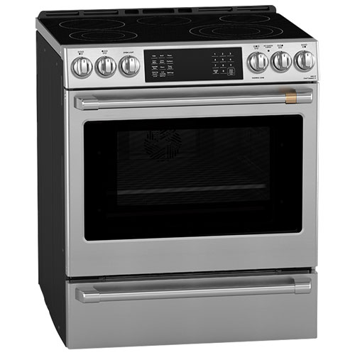 Café Express 30" 5.7 Cu. Ft. True Convection 5-Element Slide-In Electric Range - Stainless Steel