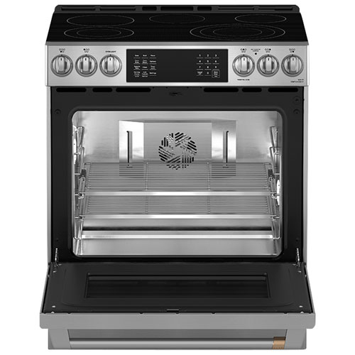 Café Express 30" 5.7 Cu. Ft. True Convection 5-Element Slide-In Electric Range - Stainless Steel