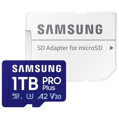 Carte mémoire microSDXC UHS-I de 180 Mo/s et 1 To Pro Plus de Samsung avec adaptateur SD