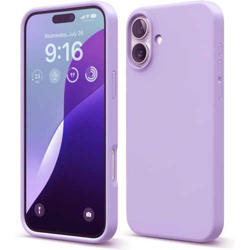 [CS] Étui souple mince en caoutchouc de silicone liquide pour iPhone 16, violet clair