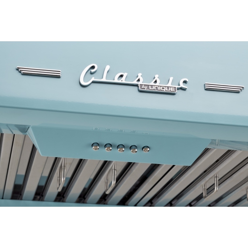 Unique Appliances Classic Retro 36-inch 700 CFM Ducted Under Cabinet Range Hood with LED Lights in Ocean Mist Turquoise