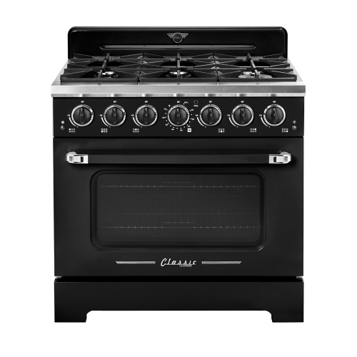 UNIQUE APPLIANCES  Classic Retro 36-Inch 5.2 Cu. Ft. Retro 6-Burner Gas Range With Convection Oven In Midnight In Black