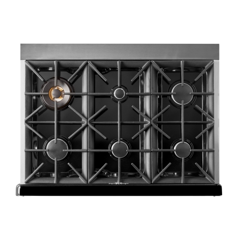 Classic Retro d'unique électroménagers de 36 po et 5,2 pi3. avec Cuisinière au gaz rétro à 6 brûleurs avec four à convection, noir minuit
