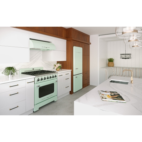 Classic Retro d'unique électroménagers de 36 po et 5,2 pi3. avec Cuisinière au gaz rétro à 6 brûleurs avec four à convection vert menthe estival