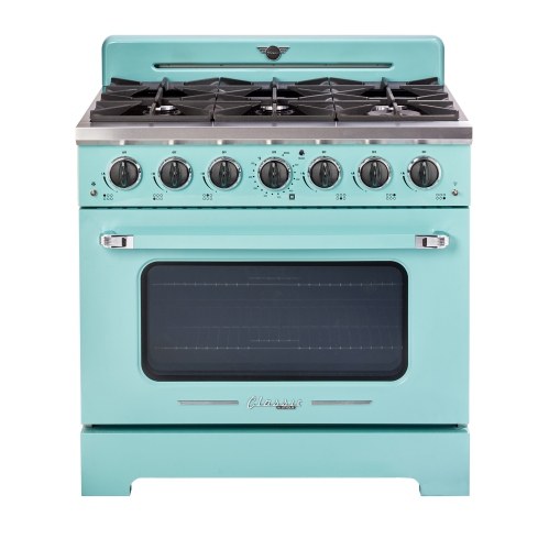 UNIQUE APPLIANCES  Classic Retro 36-Inch 5.2 Cu. Ft. Retro 6-Burner Gas Range With Convection Oven In Ocean Mist In Turquoise