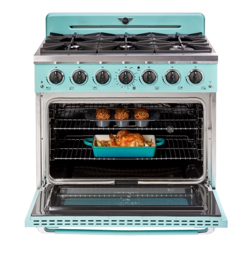  Classic Retro d'unique électroménagers de 36 po et 5,2 pi3. avec Cuisinière au gaz rétro à 6 brûleurs avec four à convection de couleur