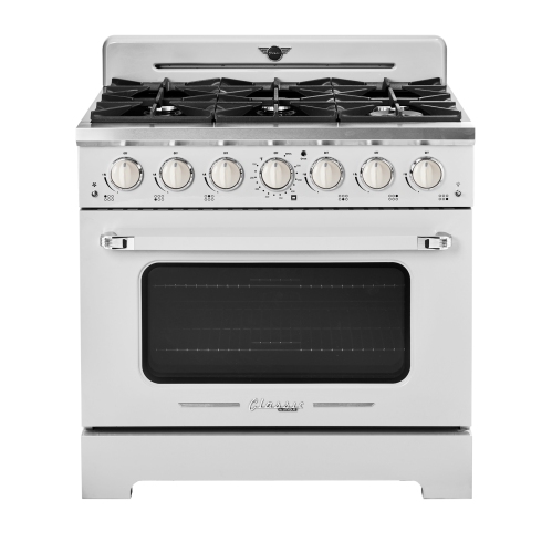 UNIQUE APPLIANCES  Classic Retro 36-Inch 5.2 Cu. Ft. Retro 6-Burner Gas Range With Convection Oven In Marshmallow In White