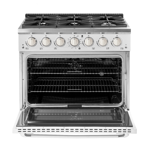 Classic Retro d'unique électroménagers de 36 po et 5,2 pi3. avec Cuisinière au gaz rétro à 6 brûleurs avec four à convection blanc guimauve