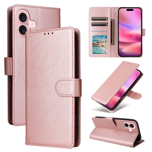 [CS] Étui portefeuille folio en cuir à fente magnétique pour iPhone 16, rose doré