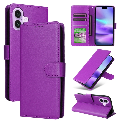 [CS] Étui portefeuille folio en cuir à fente magnétique pour iPhone 16, violet