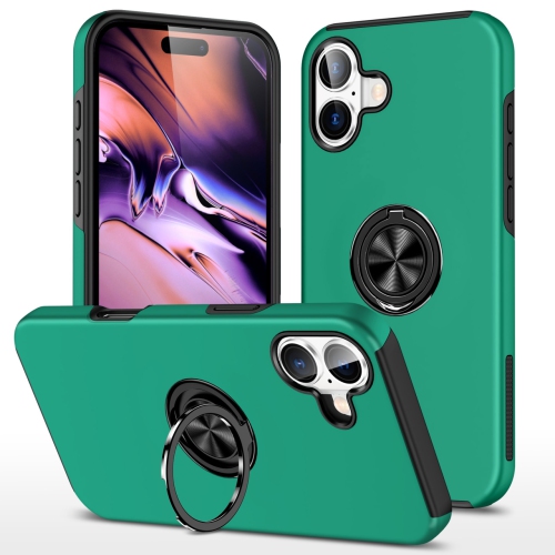 CSMART  [Cs] Hybrid Magnetic Kickstand Invisible Ring Case Cover for Iphone 16 Plus In Green