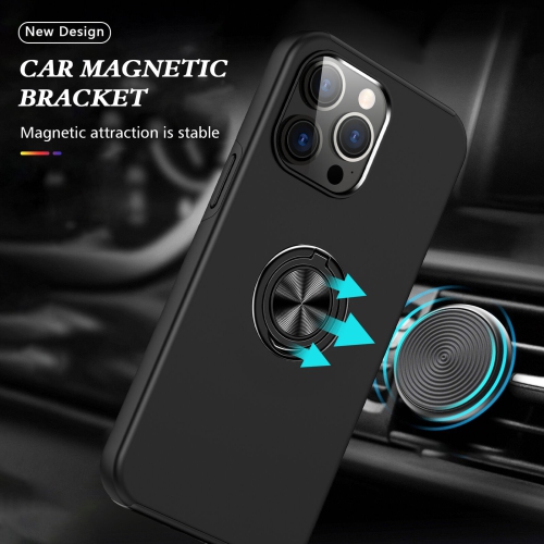 [CS] Hybrid Magnetic Kickstand Invisible Ring Case Cover for iPhone 16 Pro, Black