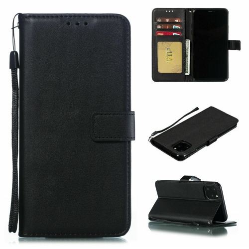 [CS] Étui portefeuille folio en cuir à fente magnétique pour iPhone 16 Pro Max, noir