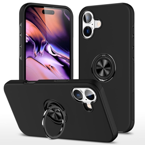 [CS] Étui support magnétique hybride invisible pour anneau pour iPhone 16, noir