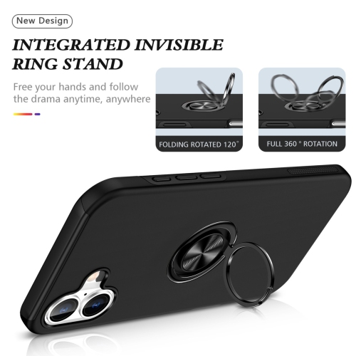 [CS] Hybrid Magnetic Kickstand Invisible Ring Case Cover for iPhone 16, Navy