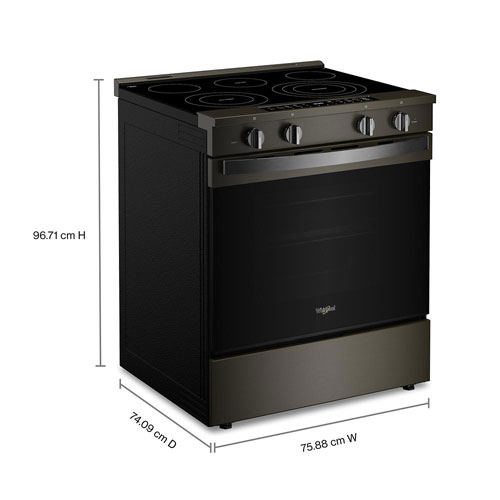 Cuisinière électrique autonettoyante encastrable et friture à l'air chaud 5,3 pi³ 31 po de Whirlpool - Noir sur inox
