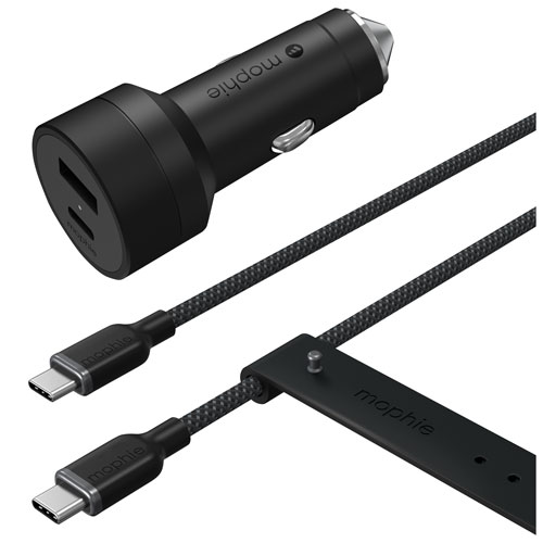 Mophie 42W Dual USB-C Car Charger with USB-C Cable