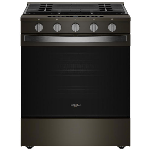 Whirlpool 30" 5.0 Cu. Ft. True Convection 5-Burner Slide-In Gas Air Fry Range - Black-on-Stainless