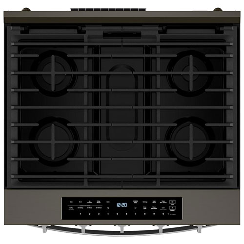 Whirlpool 30" 5.0 Cu. Ft. True Convection 5-Burner Slide-In Gas Air Fry Range - Black-on-Stainless