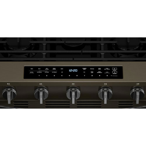 Whirlpool 30" 5.0 Cu. Ft. True Convection 5-Burner Slide-In Gas Air Fry Range - Black-on-Stainless