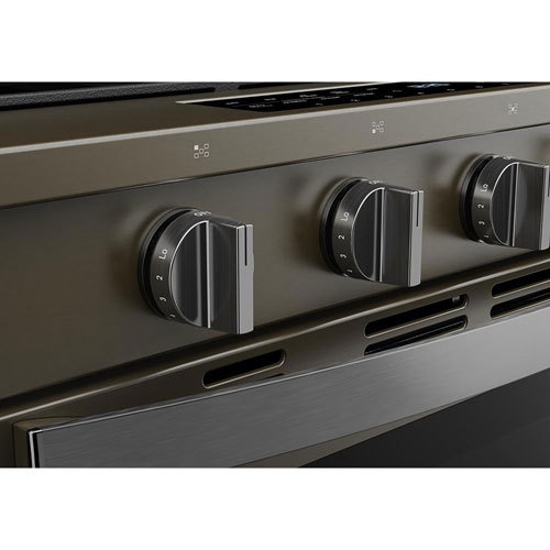 Whirlpool 30" 5.0 Cu. Ft. True Convection 5-Burner Slide-In Gas Air Fry Range - Black-on-Stainless