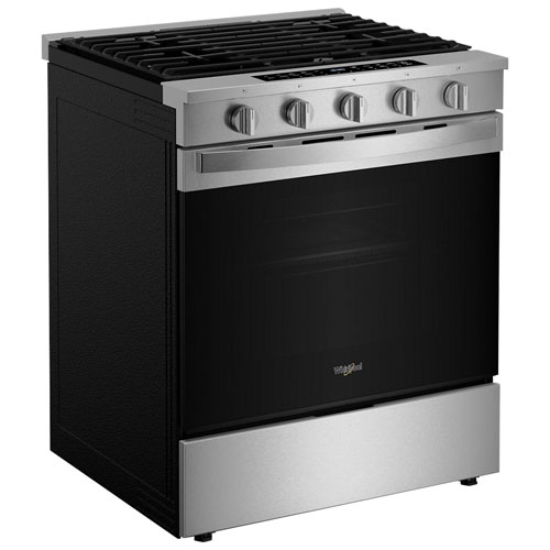 Whirlpool 30" 5.0 Cu. Ft. True Convection 5-Burner Slide-In Gas Air Fry Range (WSGS7530RZ) - Resistant Stainless Steel
