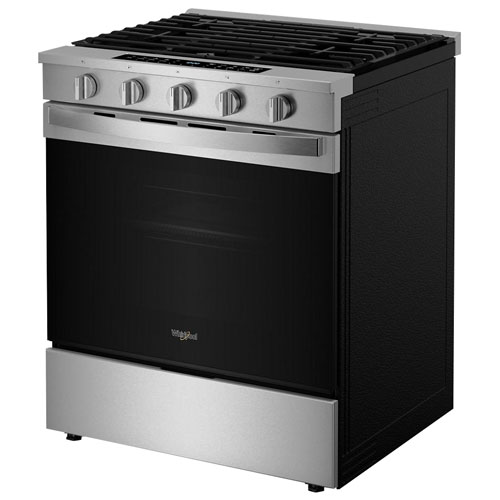 Whirlpool 30" 5.0 Cu. Ft. True Convection 5-Burner Slide-In Gas Air Fry Range (WSGS7530RZ) - Resistant Stainless Steel