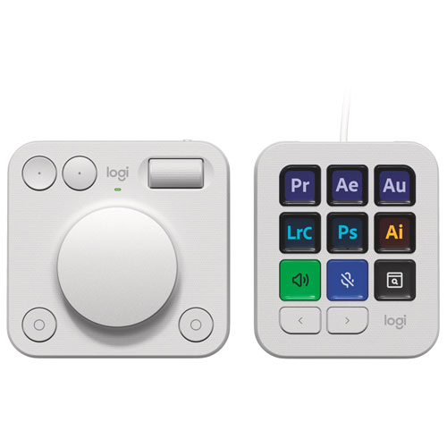 Logitech MX Creative Console Programmable Keypad and Control Dial - Pale Grey