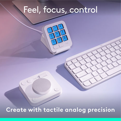 Console numérique programmable et molette de commande MX Creative de Logitech - Gris pâle