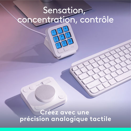 Console numérique programmable et molette de commande MX Creative de Logitech - Gris pâle