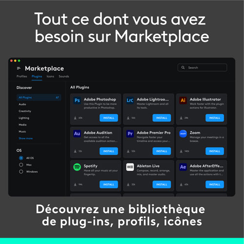 Console numérique programmable et molette de commande MX Creative de Logitech - Gris pâle