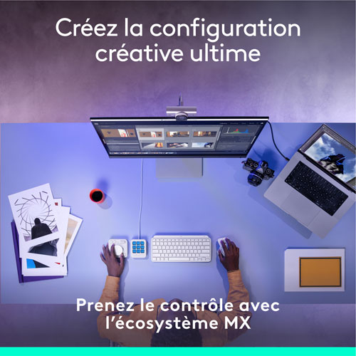 Console numérique programmable et molette de commande MX Creative de Logitech - Gris pâle
